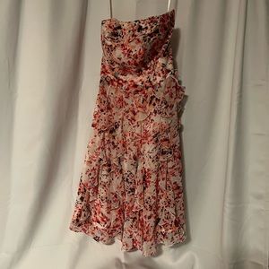 White House Black Market pink strapless ruffle dress Size 8